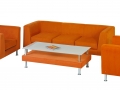 zostava kresiel so stolíkom v oranžovej látke
